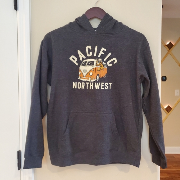 Bear Bus Charcoal Hoodie Pacific Northwest Vibes Kangaroo Pocket Large - Picture 2 of 12
